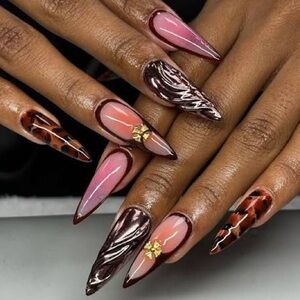 Teeze Me Pink and Brown Press-On Nails